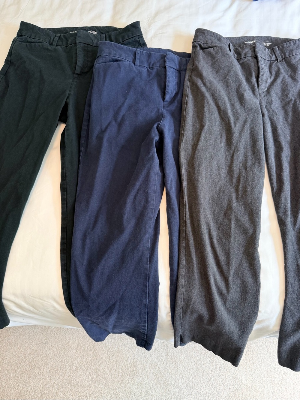 Bundle of 3 pair Old Navy Pixie Straight Pants- Navy, Charcoal & Black